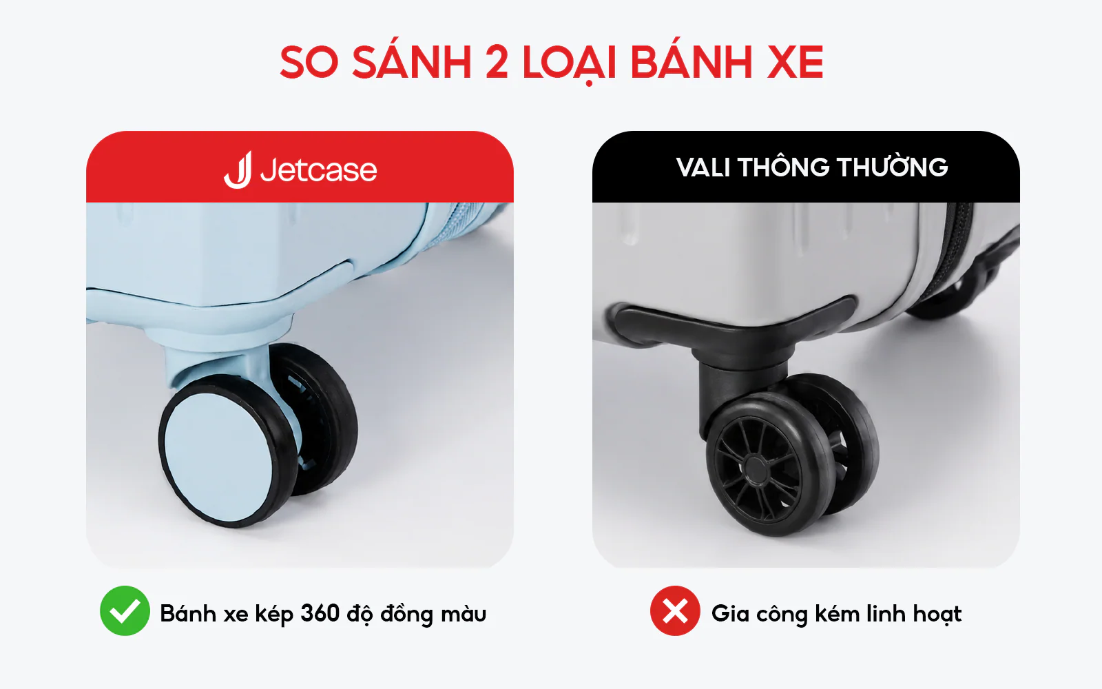 Bánh xe chất lượng sẽ giúp cả chuyến đi trơn tru dễ dàng
